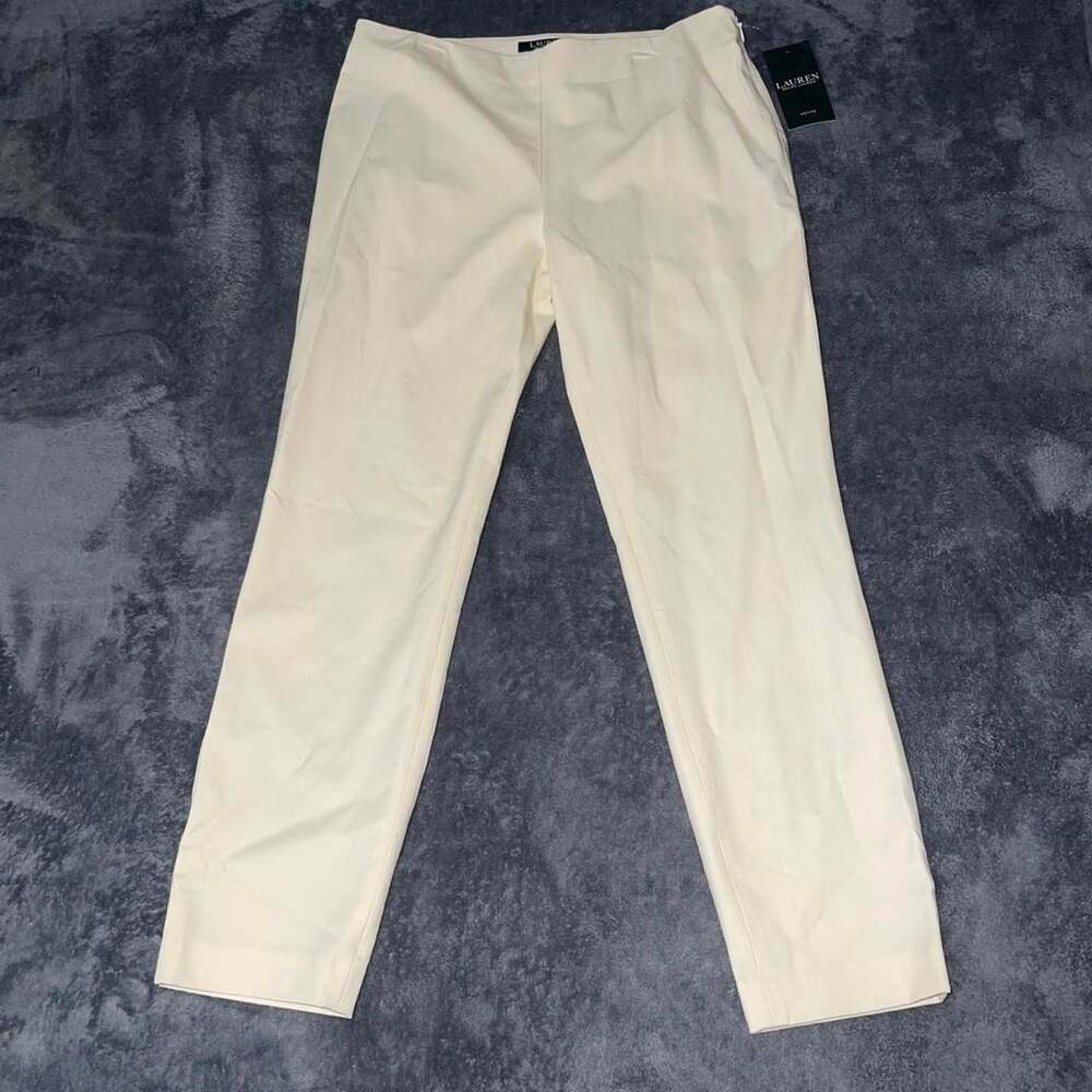 Lauren Ralph Lauren Cream Straight-Leg Trousers Size 8 Petite